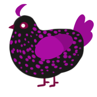 A sable and plum chicken with a speckle pattern
