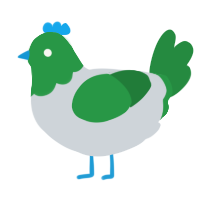 A mist and viridian chicken with a head pattern