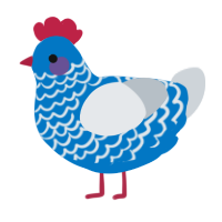 A sapphire and mist chicken with a lace pattern