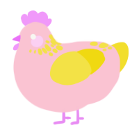 A rose and yellow chicken with a neck-speckle pattern