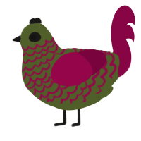 A olive and maroon chicken with a lace pattern