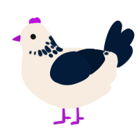 A cream and tumblr chicken with a neck-speckle pattern