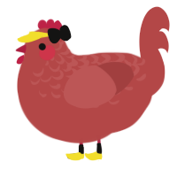 Gas Can, a red chicken with a half-lace pattern