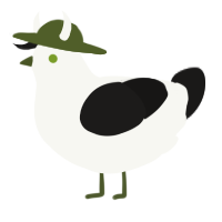 A white and sable chicken