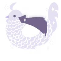 A lilac chicken with a lace pattern