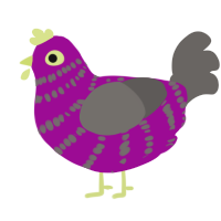 A plum and grey chicken with a bar pattern