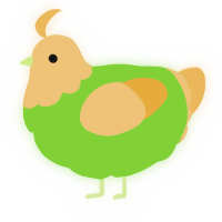 A grass and honey chicken with a head pattern