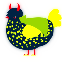A tumblr and lime chicken with a speckle pattern