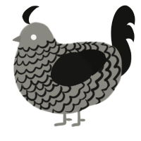 A ash and black chicken with a lace pattern