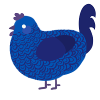 A ultramarine and navy chicken with a double-lace pattern