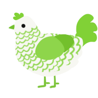 A white and grass chicken with a lace pattern