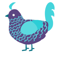 A overcast and aqua chicken with a lace pattern