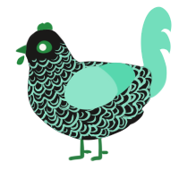 minty darkness, a sable and mint chicken with a double-lace pattern