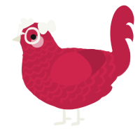 Cherry Soda, a crimson chicken with a lace pattern