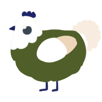 A olive and cream chicken with a head pattern