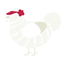A white chicken with a bar pattern