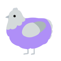 A lilac and silver chicken with a head pattern