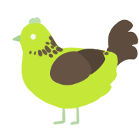 gluppy avocado toast, a lime and bark chicken with a neck-speckle pattern