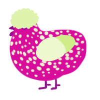 A fuchsia and apple chicken with a speckle pattern