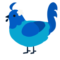 A cerulean and ultramarine chicken with a head pattern