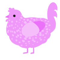 A lavender chicken with a speckle pattern
