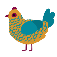 A orange and sea chicken with a lace pattern