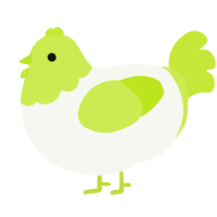 A white and lime chicken with a head pattern