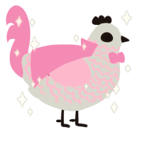 Mist, a mist and pink chicken with a lace pattern