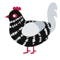 A black and mist chicken with a bar pattern