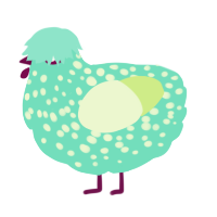 A mint and apple chicken with a speckle pattern