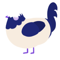 A cream and navy chicken with a head pattern