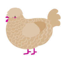 A beige chicken with a lace pattern