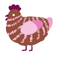 A russet and pink chicken with a bar pattern