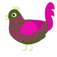 A olive and fuchsia chicken with a lace pattern