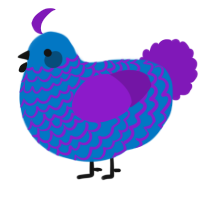 A sapphire and violet chicken with a lace pattern