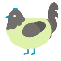 A apple and grey chicken with a head pattern