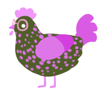 Saucy Olive, a olive and orchid chicken with a speckle pattern