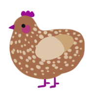 A brown and beige chicken with a speckle pattern