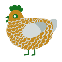 A ochre and silver chicken with a lace pattern