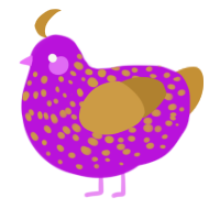 A amethyst and gold chicken with a speckle pattern