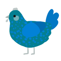 A sea and sapphire chicken with a speckle pattern