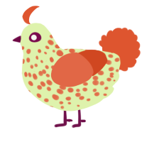 A apple and vermilion chicken with a speckle pattern