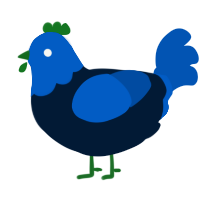 A tumblr and ultramarine chicken with a head pattern