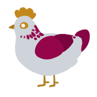 Scarlet Rot, a mist and maroon chicken with a neck-speckle pattern