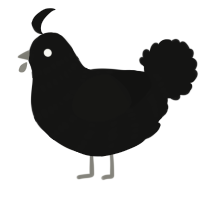A black chicken with a bar pattern