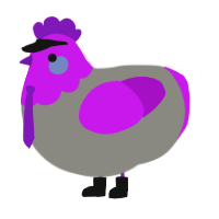 Defoko, a ash and amethyst chicken with a head pattern
