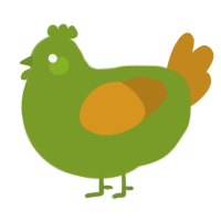 A chartreuse and ochre chicken