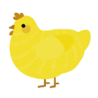 A yellow chicken with a bar pattern