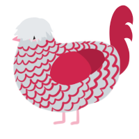 A mist and crimson chicken with a lace pattern