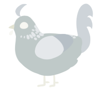 A silver and mist chicken with a neck-speckle pattern